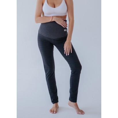 Лосины с животом в рубчик для беременных Графит